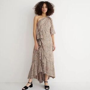 J. CREW One Shoulder Maxi Dress Leopard Print Maxi Size 8 • NEW WITH TAGS •